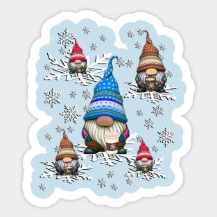 Coffee Lover Winter Gnomes Sticker